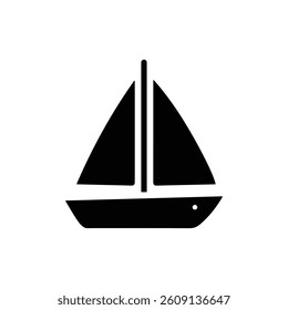Sailboat with Triangle Sails on Water - Minimal Black Filled Icon