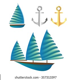 Sailboat vector design element for summer season