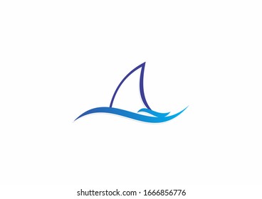 Sailboat vector design logo. Sailing concept logo