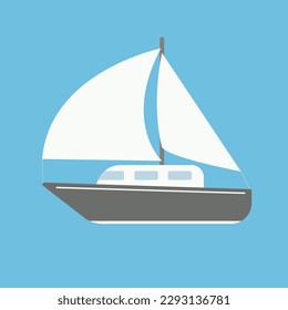 Ilustración de diseño plano vectorial de velero