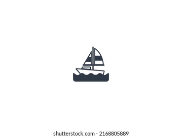 Sailboat vector flat emoticon. Isolated Dinghy illustration. Sailboat icon