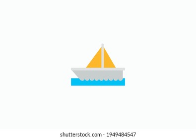 Sailboat vector flat icon. Isolated sailboat emoji illustration