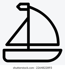 Icono vectorial de velero. Ilustración negra aislada en fondo blanco.