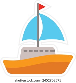 Sailboat vector icon. Can be used for printing, mobile and web applications.