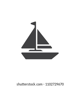 Sailboat vector icon. filled flat sign for mobile concept and web design. Sailing boat simple solid icon. Yacht symbol, logo illustration. Pixel perfect vector graphics