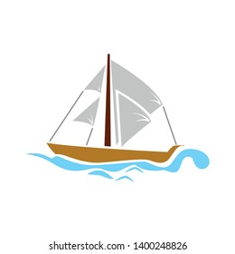 Sailboat vector icon. filled flat sign for mobile concept and web design. Boat on water waves simple glyph icon. Sailing ship symbol, logo illustration. Pixel perfect vector graphics