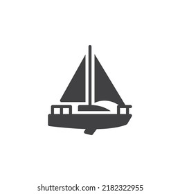 Sailboat vector icon. filled flat sign for mobile concept and web design. Sailing yacht glyph icon. Symbol, logo illustration. Vector graphics