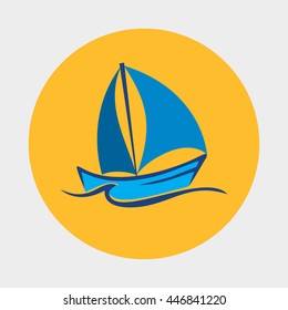 Sailboat vector icon illustration.