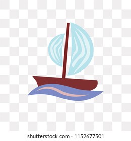 Sailboat vector icon isolated on transparent background, Sailboat logo concept