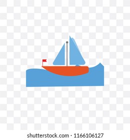 Sailboat vector icon isolated on transparent background, Sailboat logo concept
