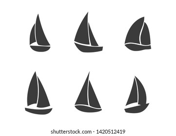 Sailboat vector icon isolated on white background.
