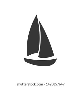 Sailboat vector icon isolated on white background.