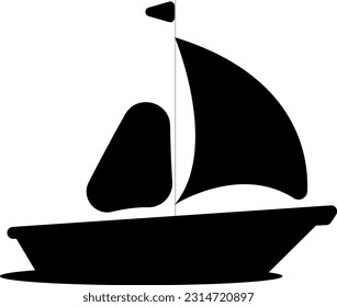 Sailboat vector icon. Isolated Sailing Boat flat emoji, emoticon symbol - Vector stock illustration