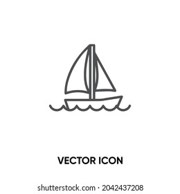 Sailboat vector icon. Modern, simple flat vector illustration for website or mobile app.Boat symbol, logo illustration. Pixel perfect vector graphics	