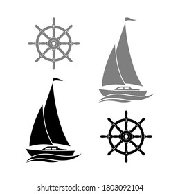 Sailboat vector icon on white background