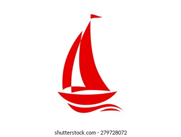  Sailboat vector icon on white background