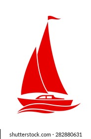 Sailboat vector icon on white background