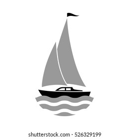  Sailboat vector icon on white background, isolated object