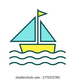 Sailboat vector icon. Sail yacht filled flat sign for mobile concept and web design. Yachting boat glyph icon. Symbol, logo illustration. Vector graphics