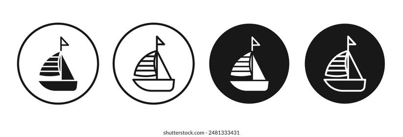 Sailboat vector icon set black filled and outlined style.