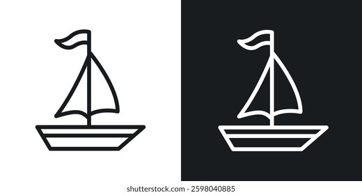 Sailboat vector icon set in black and white color.