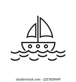 Segelboot-Vektorsymbol, Segelschiff-Transport-Flachbild-Design, Reiseschiff-Symbol-Piktogramm