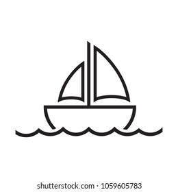 sailboat vector icon, sailboat transport icon, travel ship sign