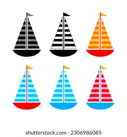 Iconos vectoriales de velero en fondo blanco