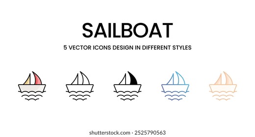 Ícones de vetor de veleiro definir ilustração de stock