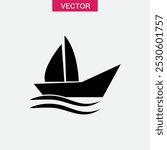 Sailboat vector icon.vector flat black simple illustration for web and app..eps