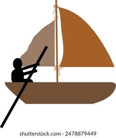 Sailboat vector illustration printable sticker wall art fisherman boat