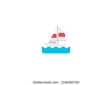 Sailboat Vector Isolated Emoticon. Sailboat Icon