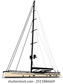  Sailboat vector  line art illustration	