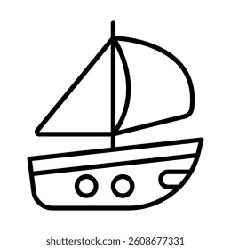 Sailboat Vector Line Icon Design
