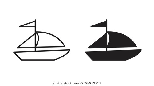 Sailboat vector line icon illustration collection.