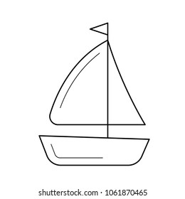 Sailboat vector line icon isolated on white background. Sailboat line icon for infographic, website or app. Icon designed on a grid system.