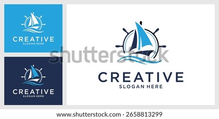 Sailboat vector logo design concept