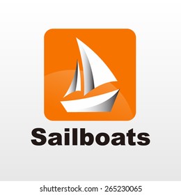 Sailboat vector logo template.