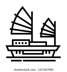 Sailboat vector outline icon