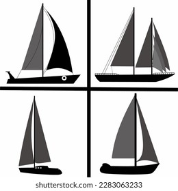 Sailboat vector silhouette, logo, icon