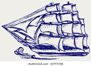 Sailboat. Vector sketch