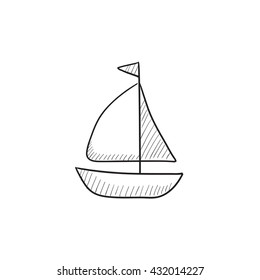 Sailboat vector sketch icon isolated on background. Hand drawn Sailboat icon. Sailboat sketch icon for infographic, website or app.