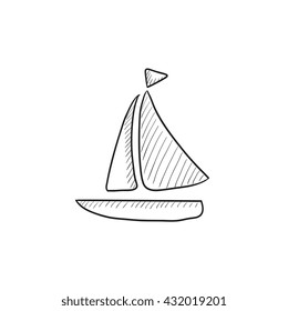 Sailboat vector sketch icon isolated on background. Hand drawn Sailboat icon. Sailboat sketch icon for infographic, website or app.