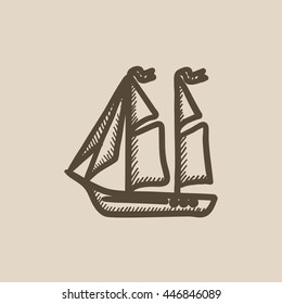 Segelboot, Vektorgrafik Symbol einzeln auf Hintergrund. Handgezeichnete Segelboot-Ikone. Segelboot Sketch Symbol für Infografik, Website oder App.