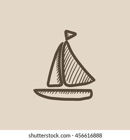 Icono de esbozo vectorial de velero aislado en segundo plano. Icono de Sailboat dibujado a mano. Icono de boceto en barco de vela para infografía, sitio web o aplicación.