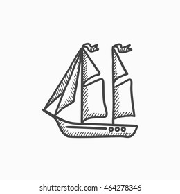 Sailboat vector sketch icon isolated on background. Hand drawn Sailboat icon. Sailboat sketch icon for infographic, website or app.