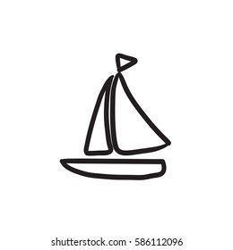 Sailboat vector sketch icon isolated on background. Hand drawn Sailboat icon. Sailboat sketch icon for infographic, website or app.