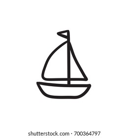 Sailboat vector sketch icon isolated on background. Hand drawn Sailboat icon. Sailboat sketch icon for infographic, website or app.