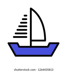 Sailboat vector, Watercraft filled design icon editable outline