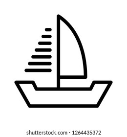 Sailboat vector, Watercraft line design icon editable outline